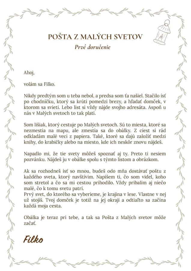 List od Filka z prvého vydania