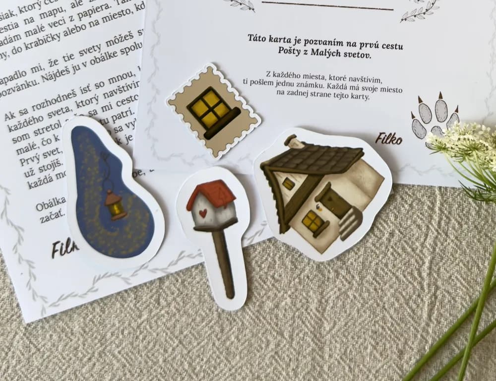 Sběratelská kartička se známkou a samolepkami